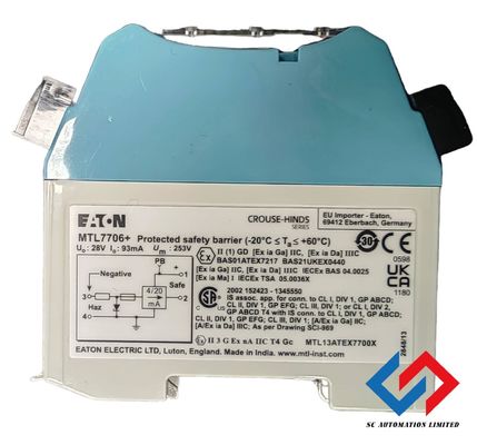 Eaton MTL7706+ MTL Safety Barrier DIN Rail Mount 28V 300Ω 93mA