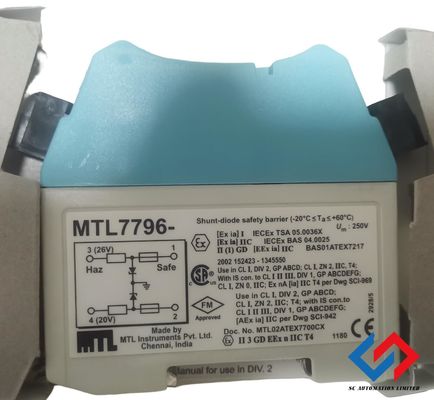 MTL7796 Mtl Zener Barrier DIN Rail Mount DC Power Supply 26Vdc